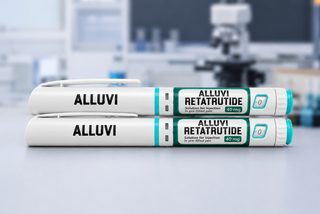 Precision Alluvi Retatrutide 40mg Pen for verified laboratory research at Evolve Labs UK