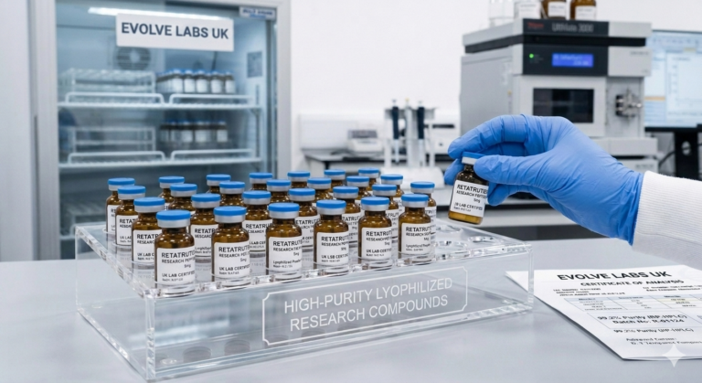 Alluvi healthcare uk research peptides with HPLC analytical report provided by Evolve Labs