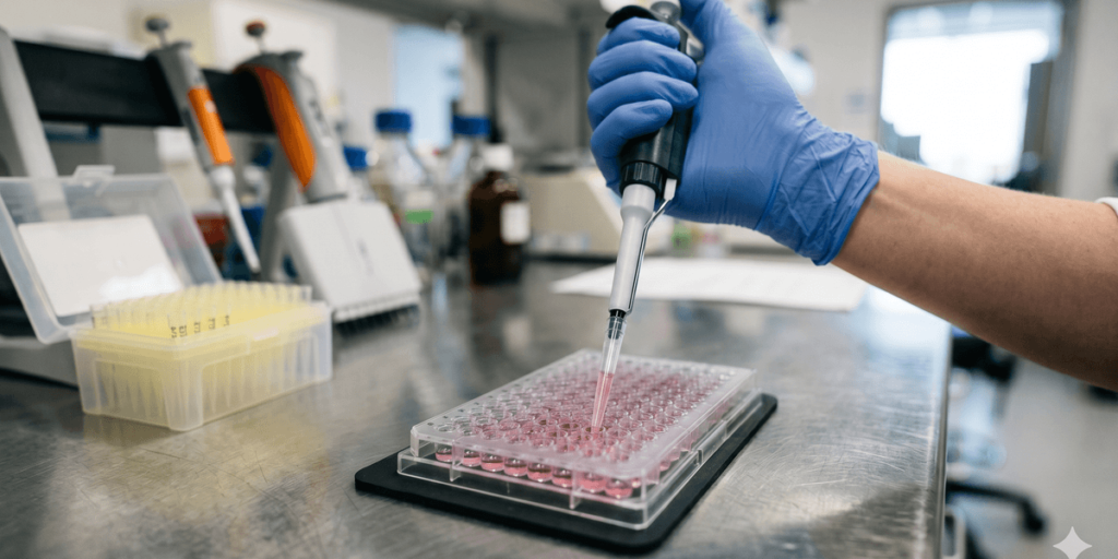 Technical calibration setup utilizing a bpc-157 dosage calculator for laboratory peptide research